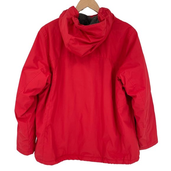 L.L. Bean Winter Warmer Jacket Fleece Lined Hooded Red 271138 Women 1X Regular - Picture 2 of 12